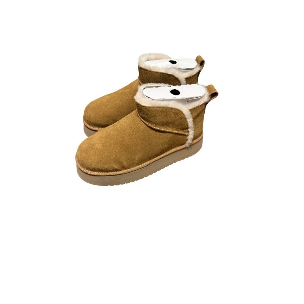 Koolaburra By UGG Womens Ultra Mini Platform Boots Size 12 Tan Suede & Faux Fur